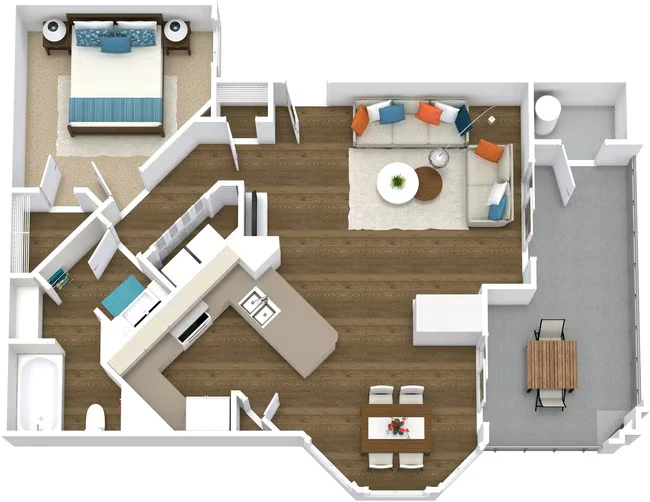 1x1 764sf Classc 3041 floor plan